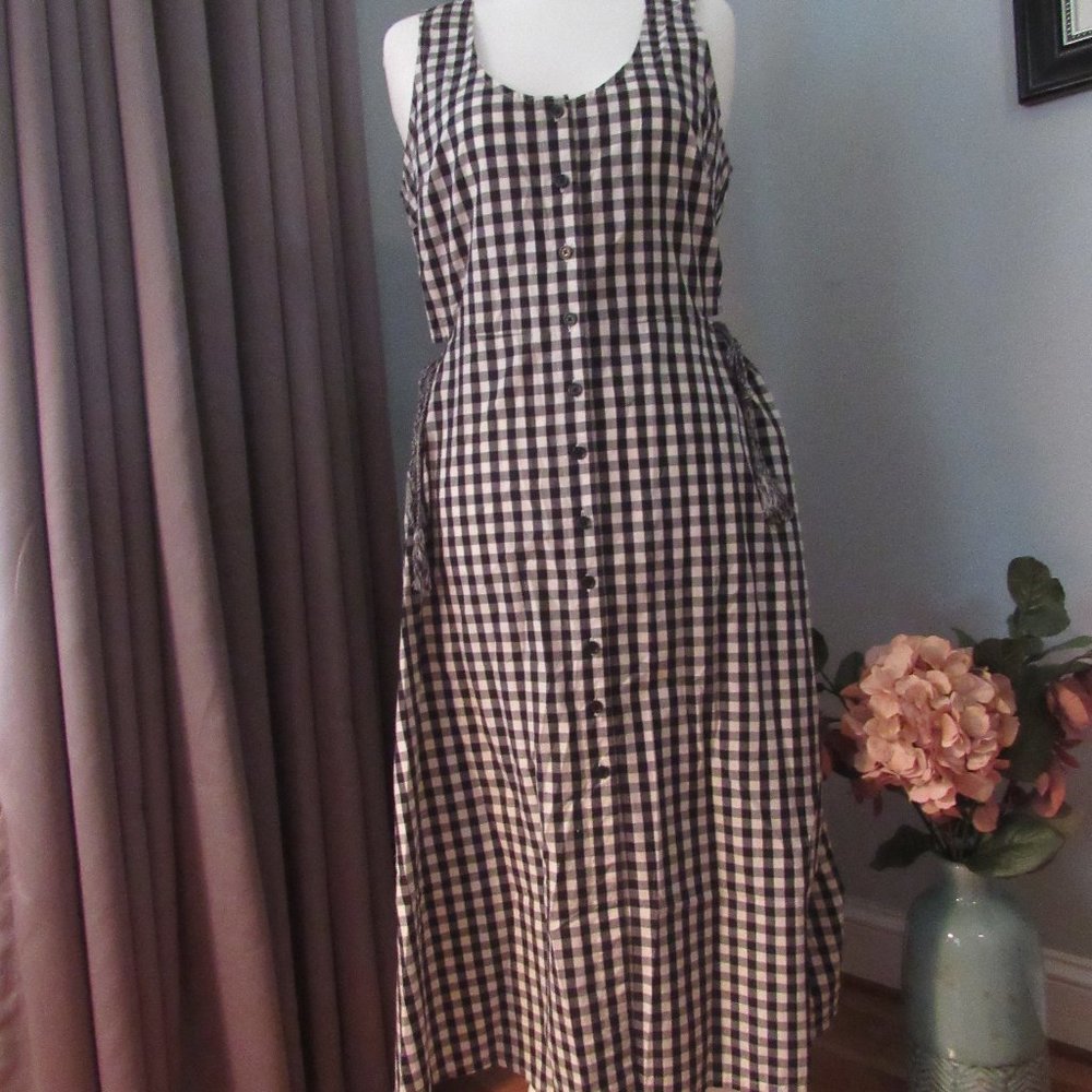 WHO WHAT WEAR (TARGET) MIDI SUMMER DRESS; BLACK CHECKED; SIZE L